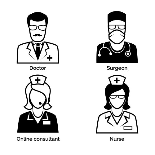 Medical staff icons doctor nurse surgeon vector image