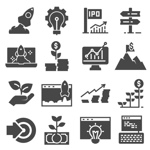 Start up business icon set isolated on white vector image