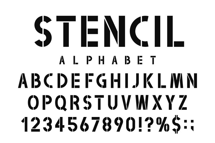 Military stencil font alphabet vector image