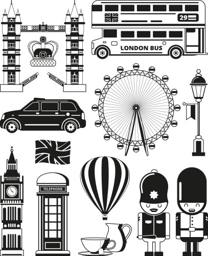 silhouette of london landmarks vector image