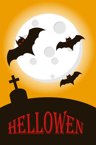 Bats flying on full moon happy halloween vector image