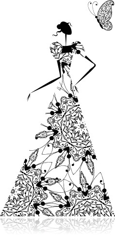 Fashion girl silhouette in wedding dress vector image