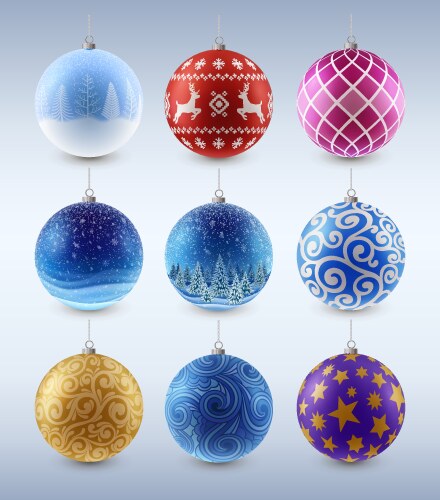 Set ofchrictmas balls vector image