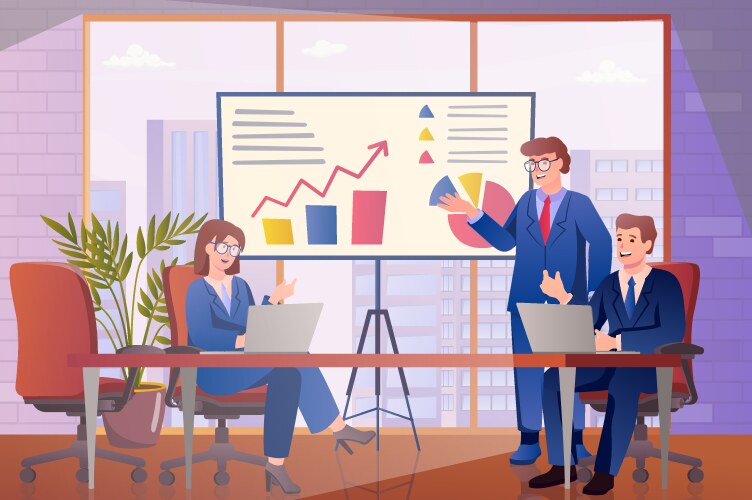 meeting room concept in flat cartoon design vector image