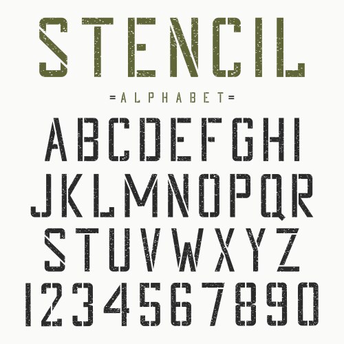 stencil font alphabet and numbers vector image