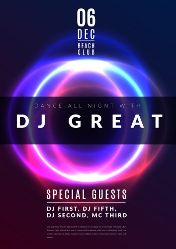 Abstract night party poster in glamour design vector image