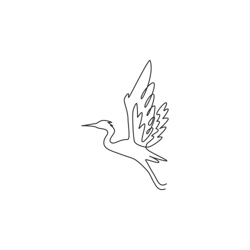 One single line drawing beautiful flying heron vector image