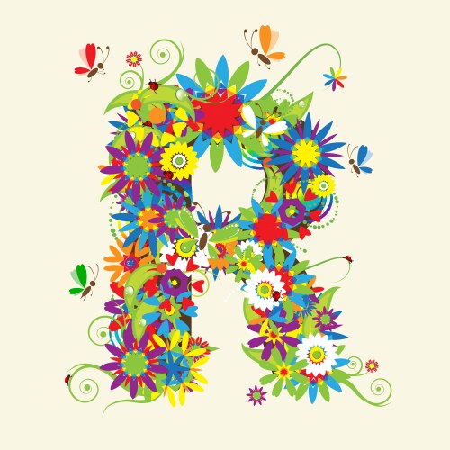 Letter r floral design vector image