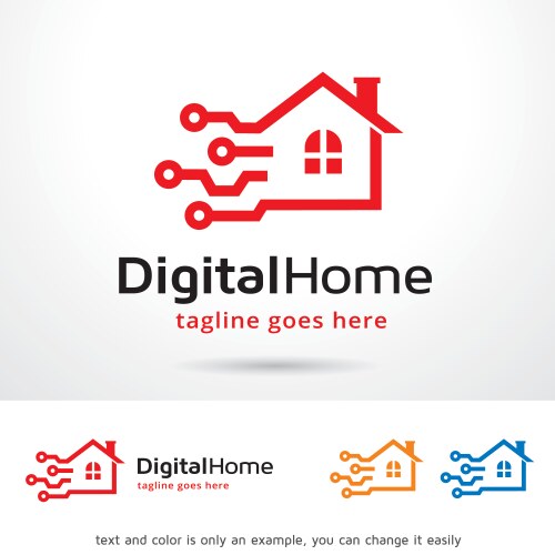 Digital home logo template vector image