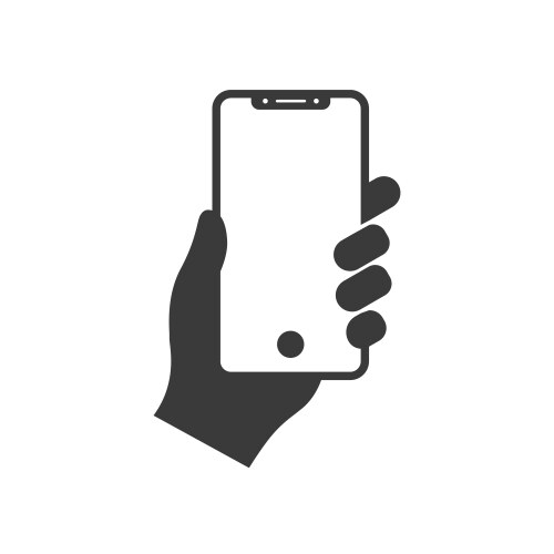 Hand holding modern mobile phone icon vector image