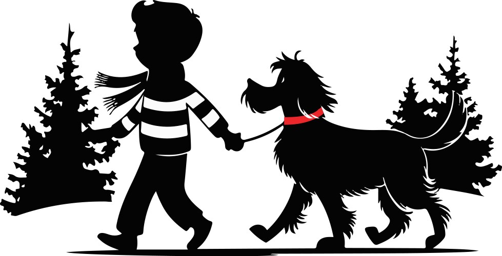 Dog child silhouette vector image