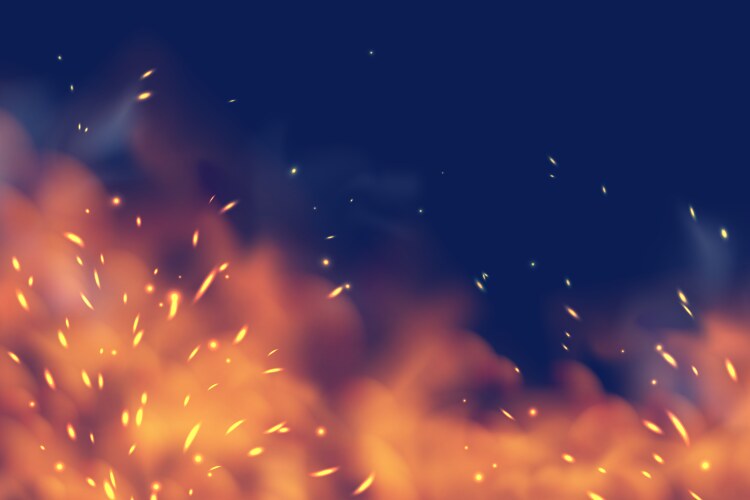 smoky fire sparks of fiery heat red vector image