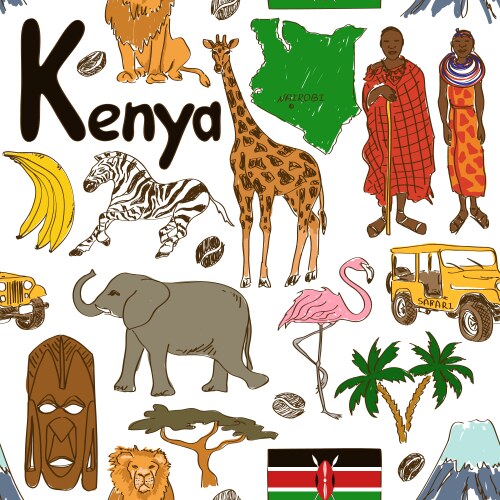 Sketch kenya seamless pattern vector image