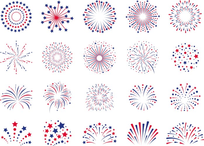 Fireworks 4th july celebration festival vector image