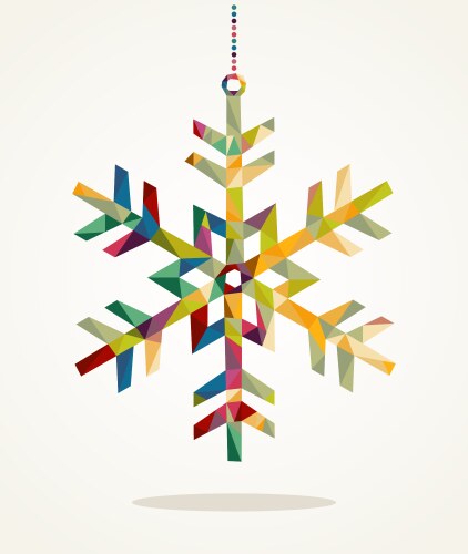 Merry christmas snowflake shape with triangle vector image