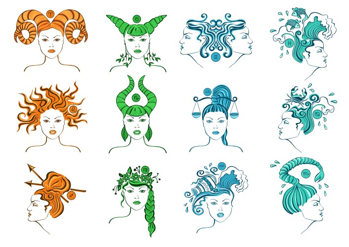 Set of isolated zodiac signs vector image