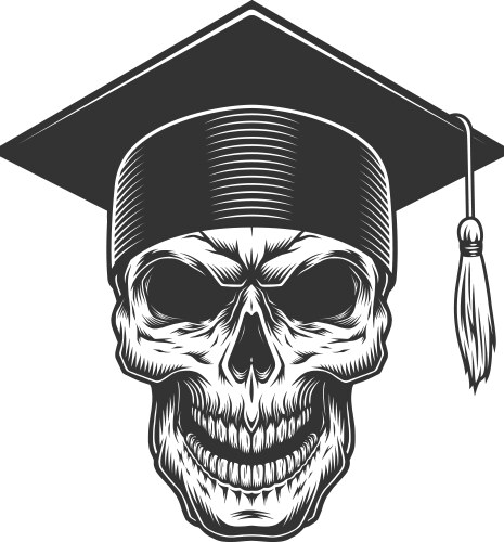 Skull in the graduate hat vector image