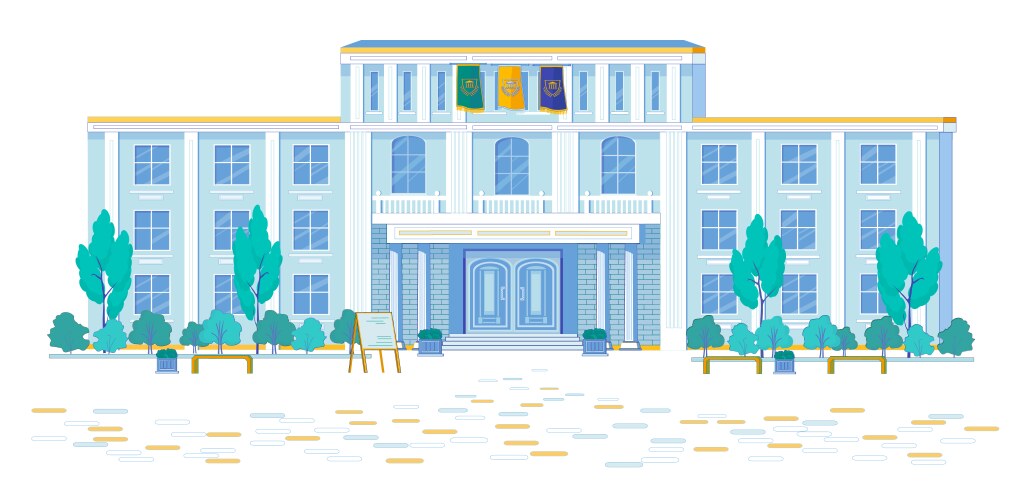 Classic educational building with columns front vector image