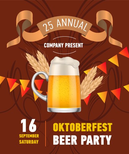 oktoberfest beer party lettering with mug vector image