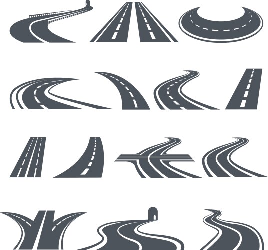 Stylized symbols road and highway pictures vector image