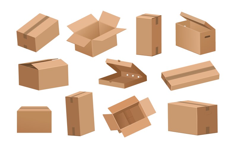 Cardboard box cartoon 3d delivery packages vector image