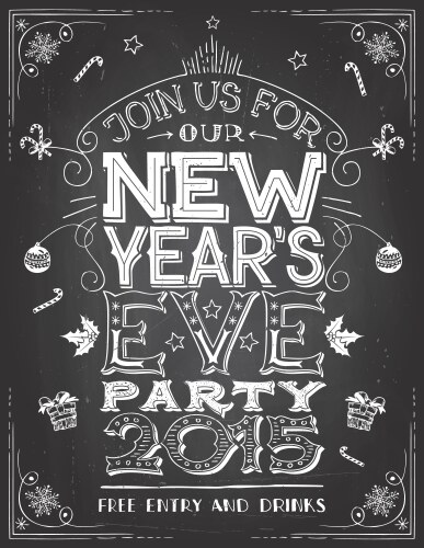 new years eve party invitation on chalkboard vector image