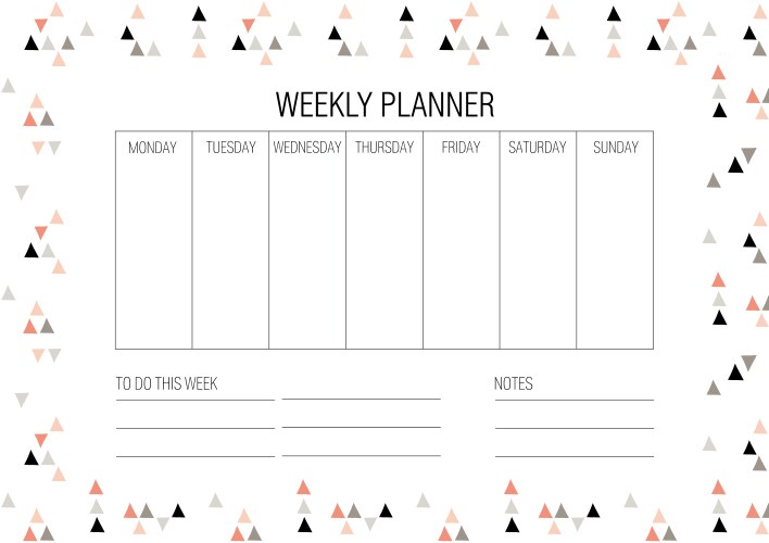 Weekly planner template vector image