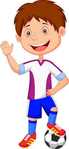 Cartoon kid playing football vector image