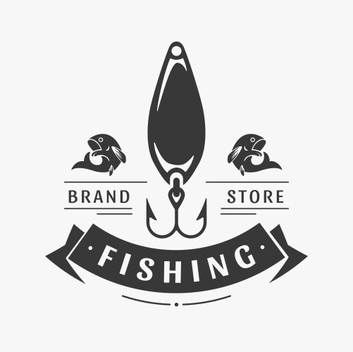 Fishing shops logo black hook vector image