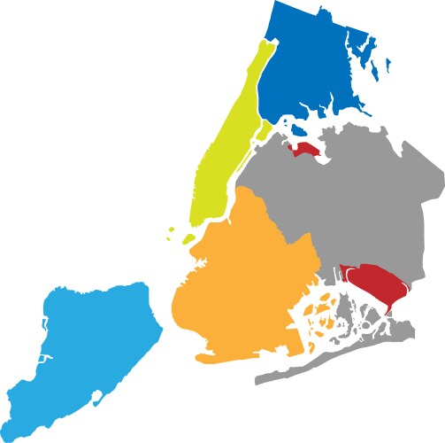 New york boroughs map nyc districts vektorbild