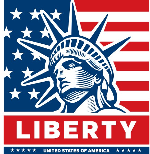 Liberty statu nyc symbol usa flag vector image