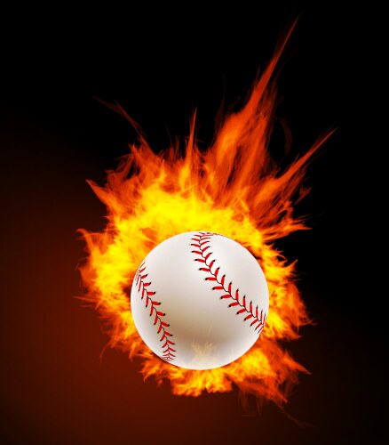 baseball ball on fire background vector image