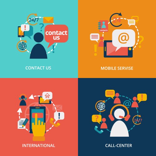 Contact us flat vector image