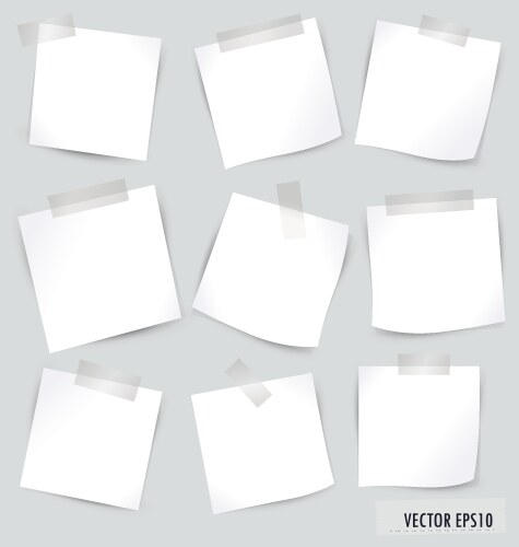 Collection of various white note papers vector image