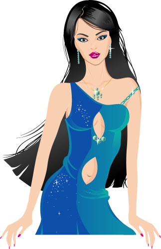 beautiful glamour girl in evening dress vector image