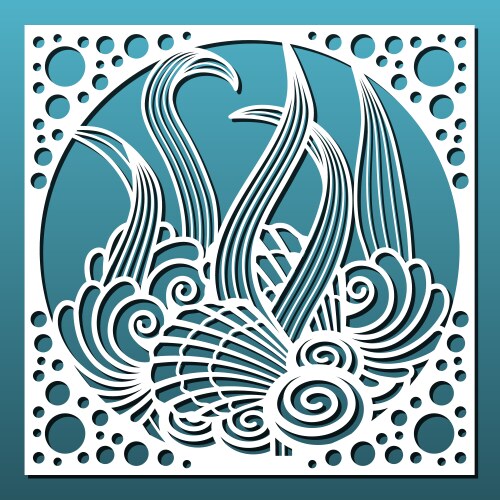 Laser cut panel with underwater design wall art vector image