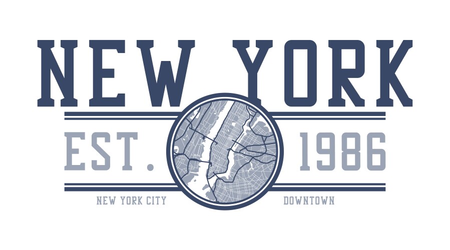 New york city t-shirt design with nyc map vector image