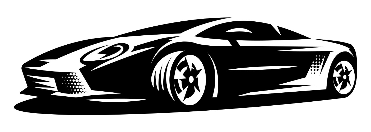 Sportcar element for design monochrome vector image