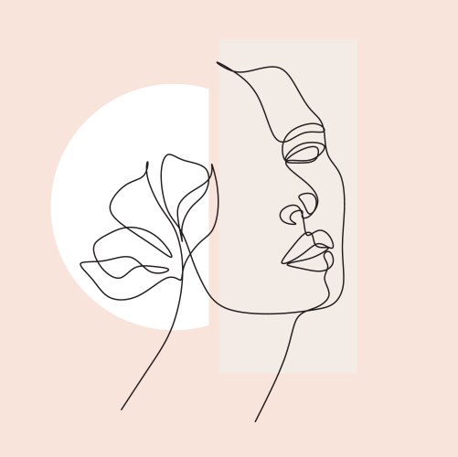 Woman face with butterfly botanical print vector image