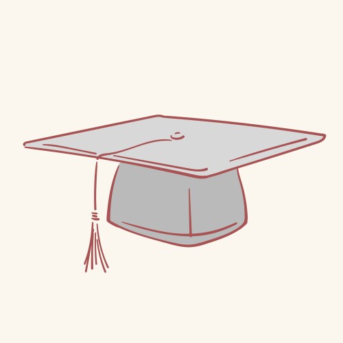 Graduation academic caphand drawn style vector image