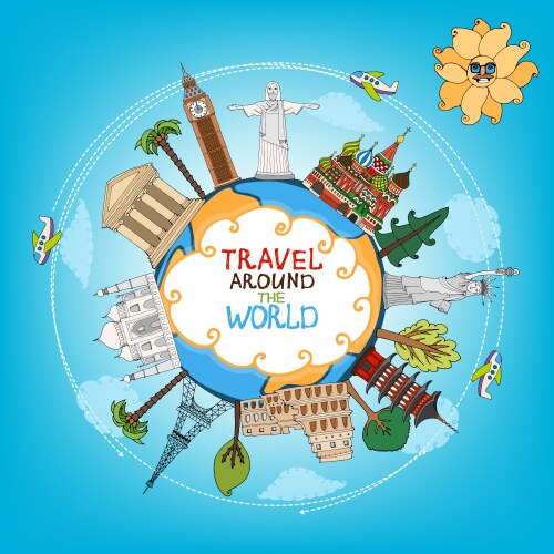 travel landmarks monuments around world vector image