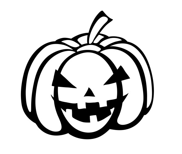 Black-and-white silhouette of pumpkin halloween vector image