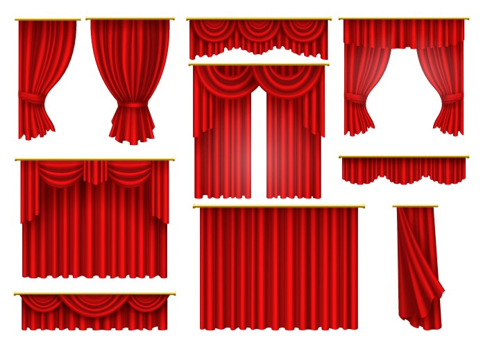 red curtains opera cinema theater stage drapery vector image