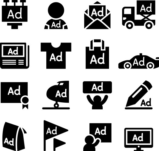 advertising icon set vector image