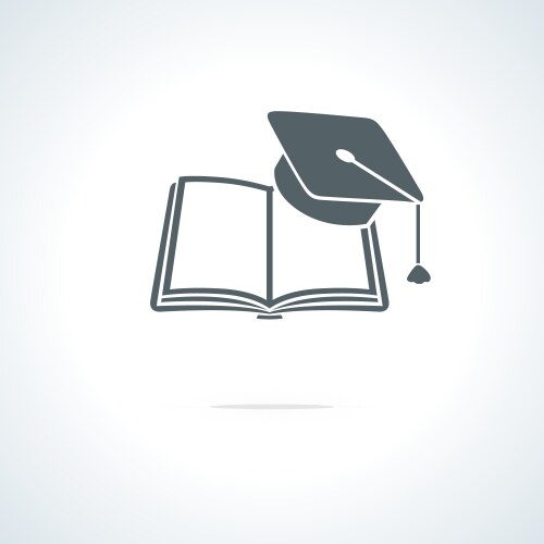 Open book with square academic cap vector image