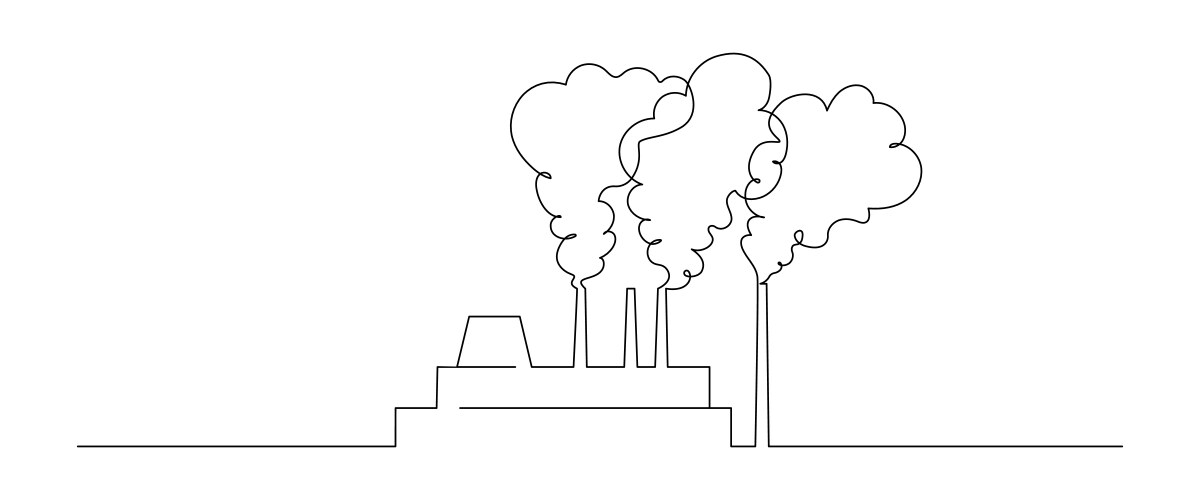 one continuous line drawing of factory industrial vector image