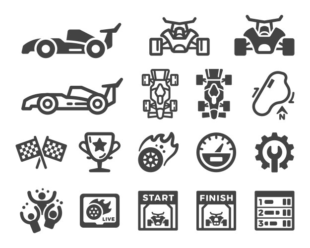 Racing icon set vector image