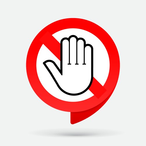 stop red sign hand no entry prohibition vector image