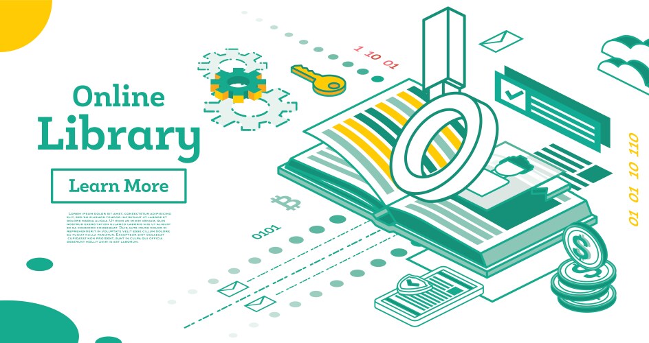 Online library outline isometric education vector image