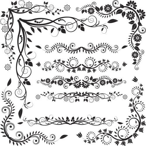 Floral corners and borders vector image